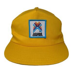 Vintage Broner Snapback Trucker Hat Yellow Access Control Embroidered Logo
